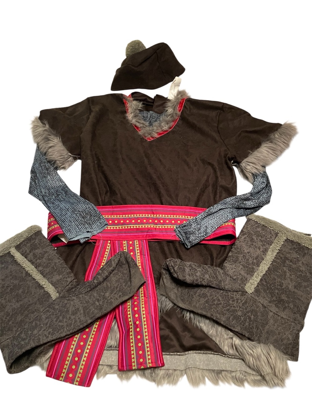 Disney Frozen Kristoff Adult Costume Complete Outfit Set Size L Faux Fur Trim
